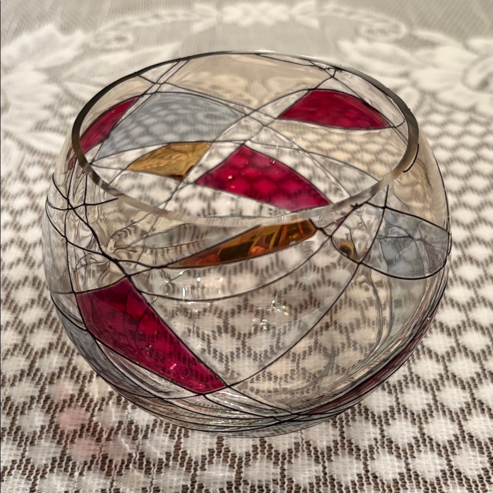 PartyLite Retired Mosaic Glass Candle Holder/Votive Holder Bowl
